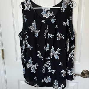 Nine West Black Floral Blouse